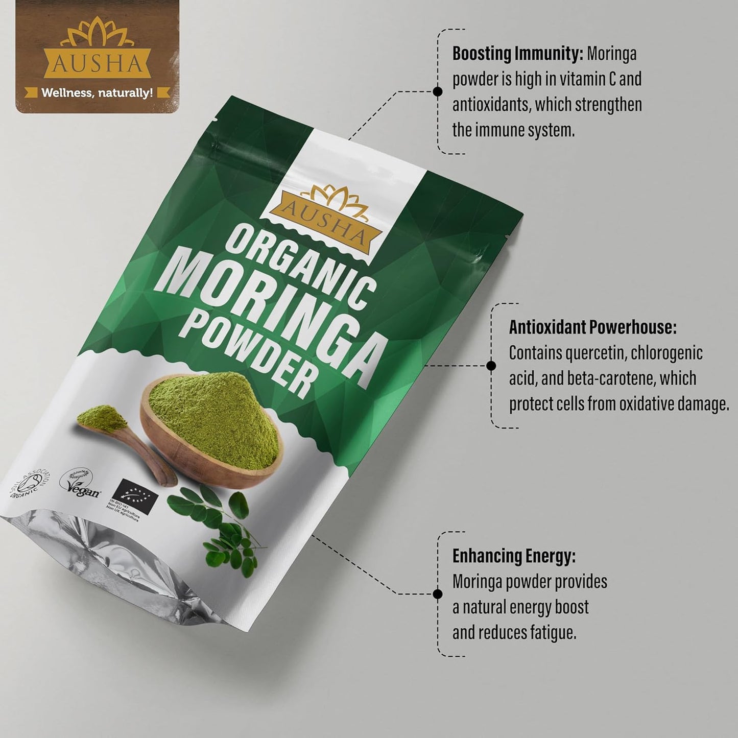 Moringa Leaf Powder 500g - Ausha Organic