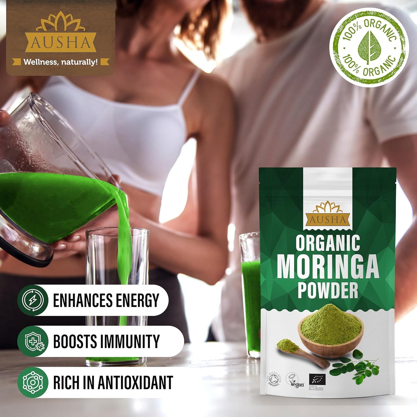 Moringa Leaf Powder 500g - Ausha Organic
